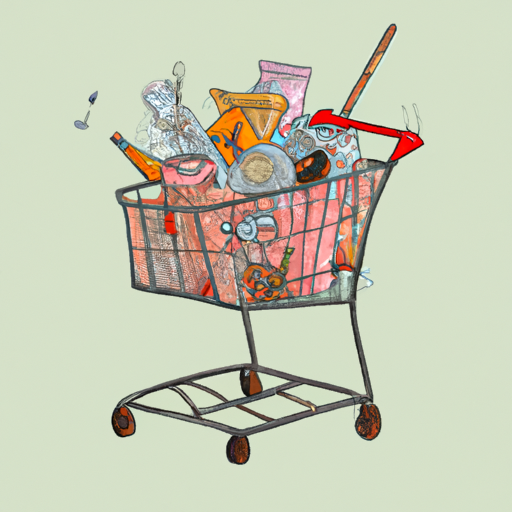 איור של עגלת קניות ובה פריטים