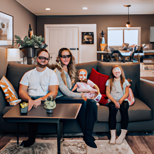 תמונה של משפחה יושבת בסלון ששופץ לאחרונה