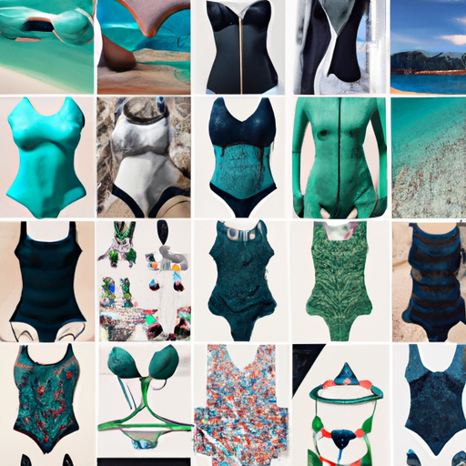 קולאז' של סגנונות בגדי ים שונים המציגים את האפשרויות המגוונות הזמינות למטיילים.